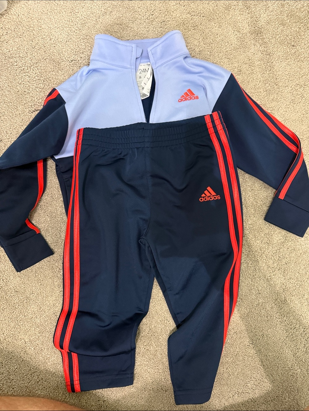 adidas Kids Navy, Light Blue & Red Sweatpants Jogger Set